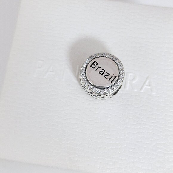 Pandora Brazil Flag Bead Charm Bracelet Pendant S925 Silver with box - Picture 4 of 8